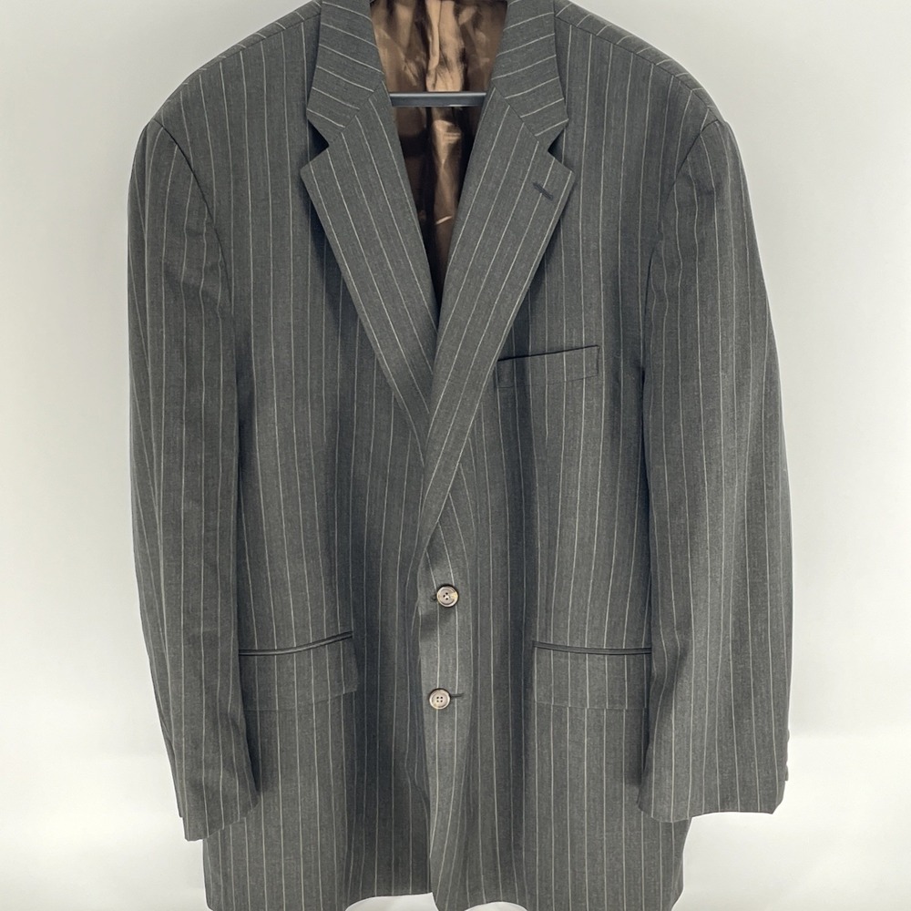 Vintage Chaps Ralph Lauren Men's Pinstripe Suit Jacket Blazer‎ Lined Grey